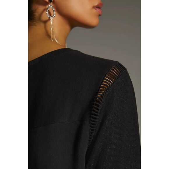 New Anthropologie Tulle Sweatshirt Black Oversized Size Small - Picture 8 of 14